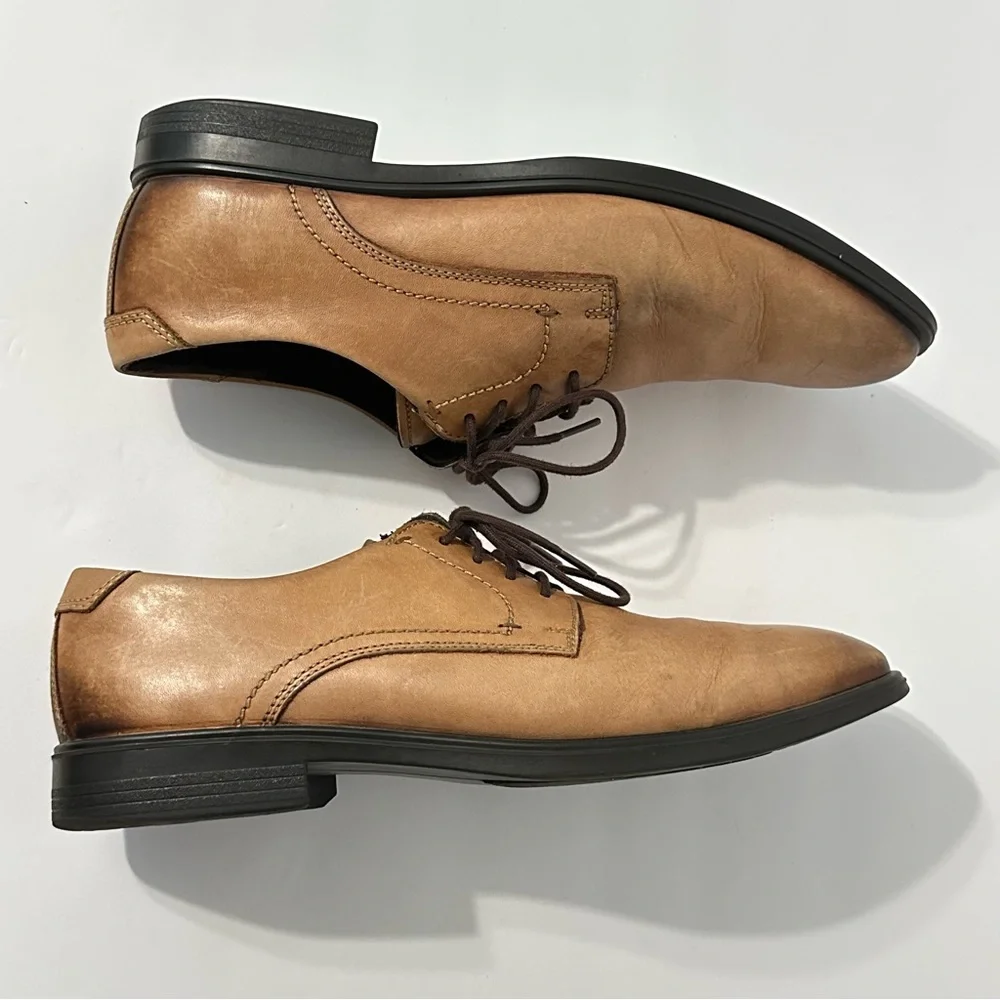 Ecco Men Derby Shoe Leather Lace-Up Business Casual Office Contemporary 43/9-9.5